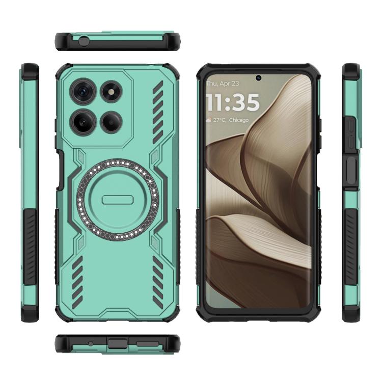 For Motorola Moto G15 4G Global Butterfly Armor MagSafe Magnetic Ring Shockproof Phone Case
