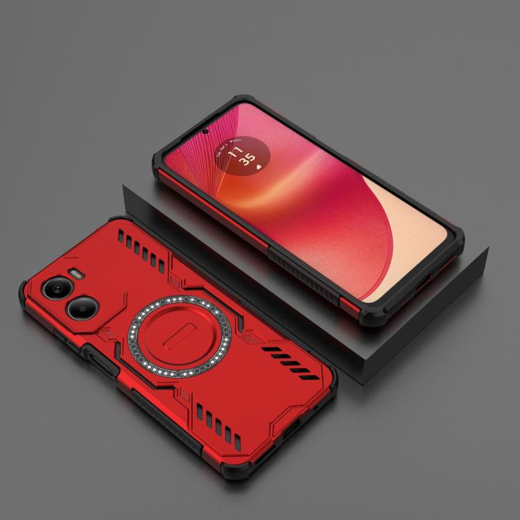 For Motorola Moto G05 4G Global Butterfly Armor MagSafe Magnetic Ring Shockproof Phone Case