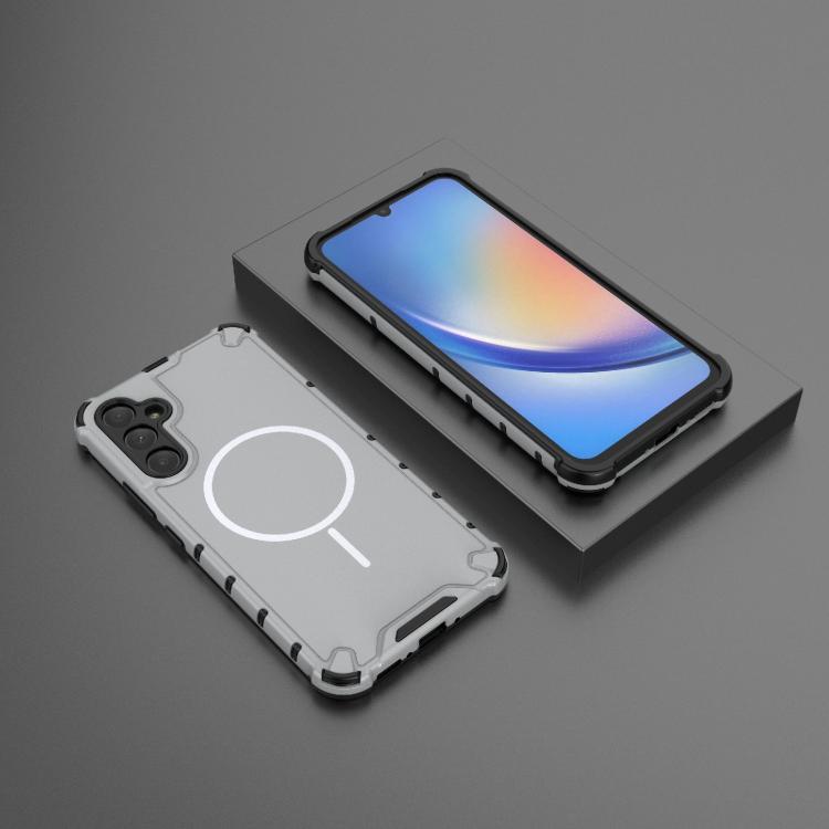 For Samsung Galaxy A34 5G Grating Solid Color MagSafe Magnetic Phone Case