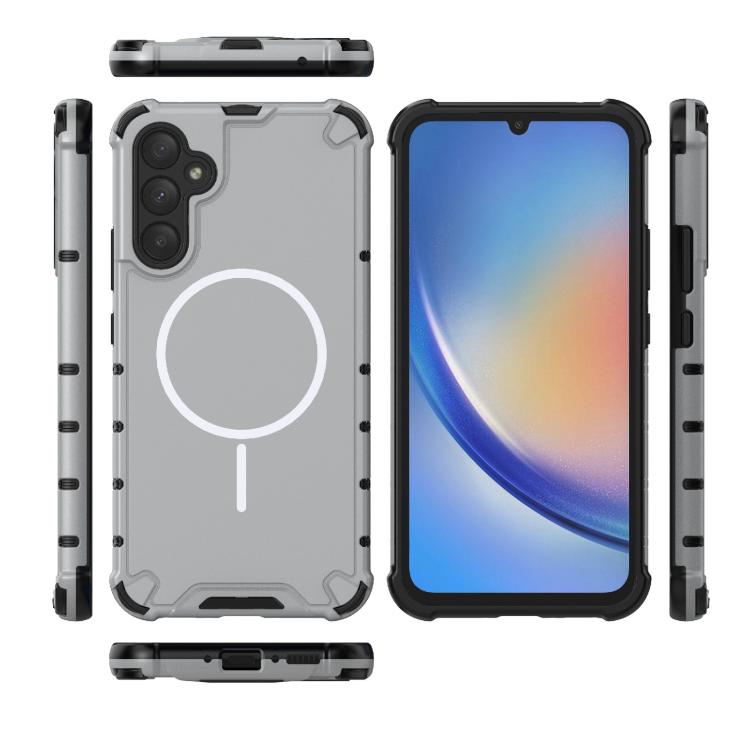 For Samsung Galaxy A34 5G Grating Solid Color MagSafe Magnetic Phone Case