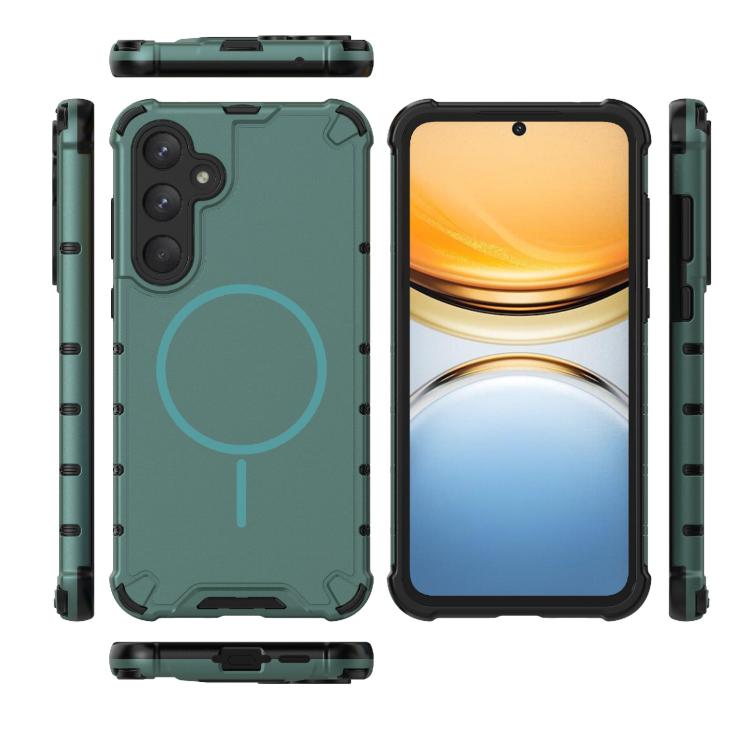 For Samsung Galaxy A55 5G Grating Solid Color MagSafe Magnetic Phone Case