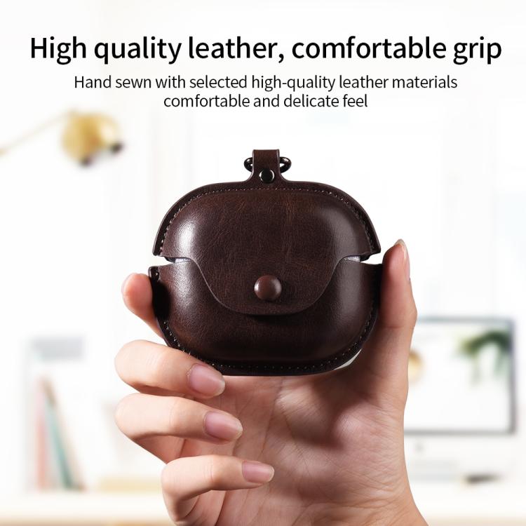 For Beats Powerbeats Pro 2 Business Leather Bluetooth Earphone Protective Case with Hook