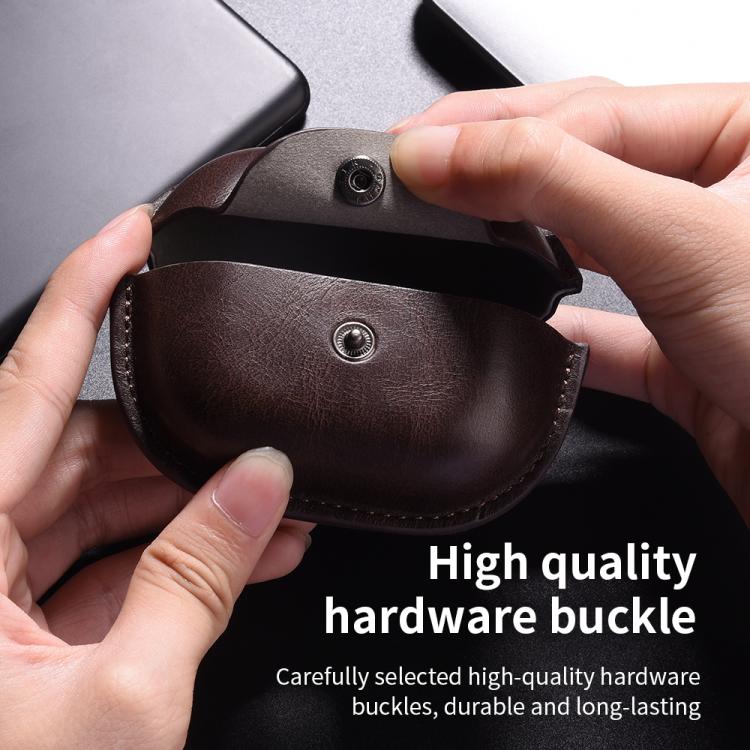 For Beats Powerbeats Pro 2 Business Leather Bluetooth Earphone Protective Case with Hook