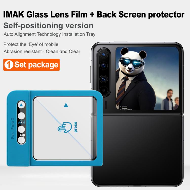 For Huawei Pura X 1 Sets imak Lens Film + Glass Rear Screen Sticker Black Version, Self-positioning Version