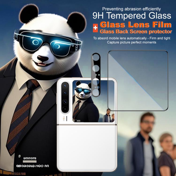For Huawei Pura X 1 Sets imak Lens Film + Glass Rear Screen Sticker Black Version, Self-positioning Version
