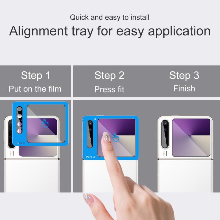 For Huawei Pura X 1 Sets imak Lens Film + Glass Rear Screen Sticker Black Version, Self-positioning Version