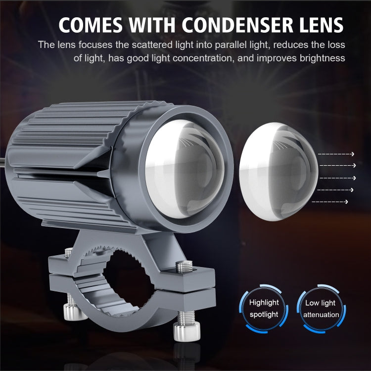 CS-1123A1 Motorcycle Electric Car Universal External LED Three-color Headlights Lens Spotlight, Handlebar Version