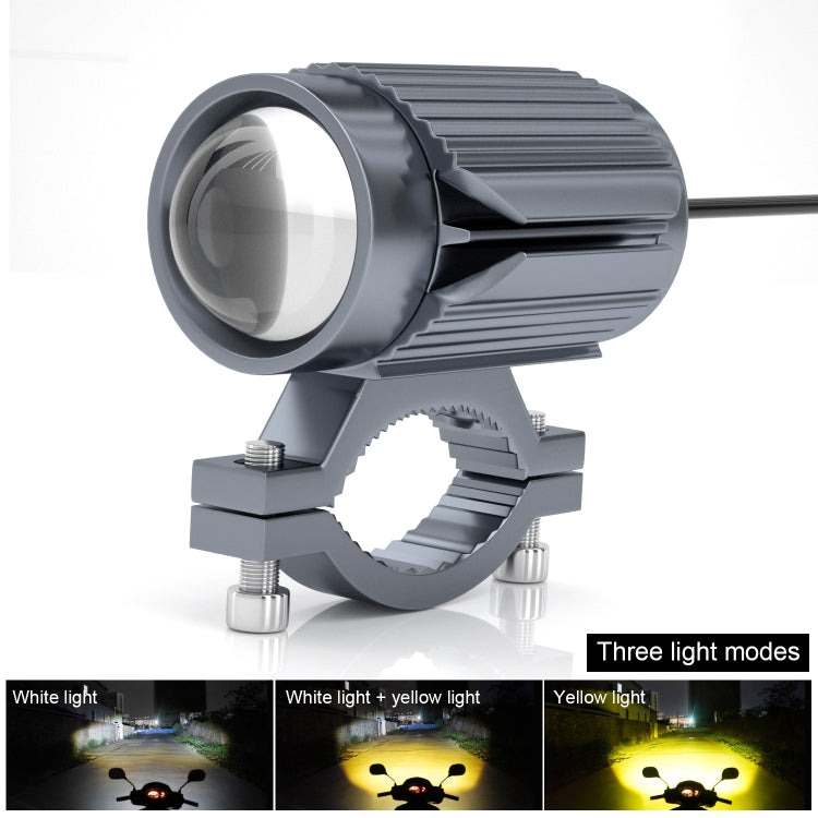 CS-1123A1 Motorcycle Electric Car Universal External LED Three-color Headlights Lens Spotlight, Handlebar Version
