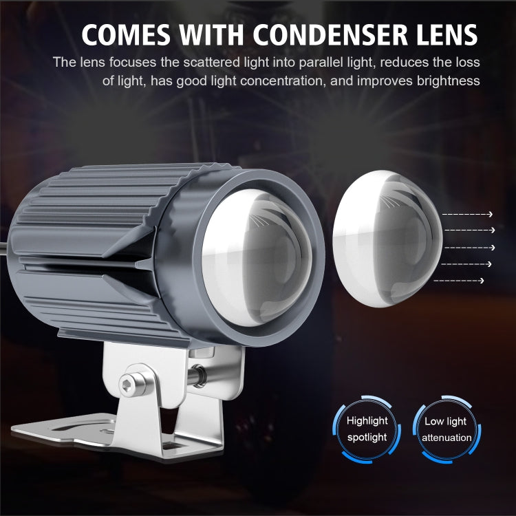 CS-1123B1 Motorcycle Electric Car Universal External LED Three-color Headlights Lens Spotlight, Rearview Mirror Version