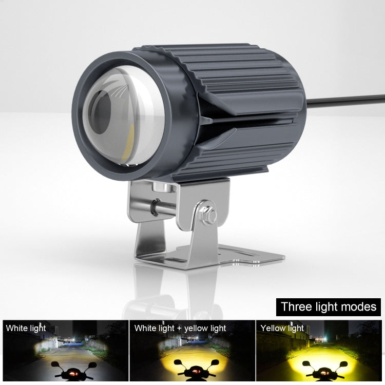 CS-1123B1 Motorcycle Electric Car Universal External LED Three-color Headlights Lens Spotlight, Rearview Mirror Version