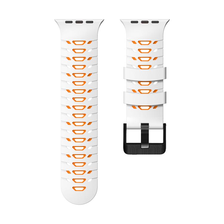 For Apple Watch 46mm / 49mm / 45mm / 44mm Trapezoid Two Color Silicone Watch Band