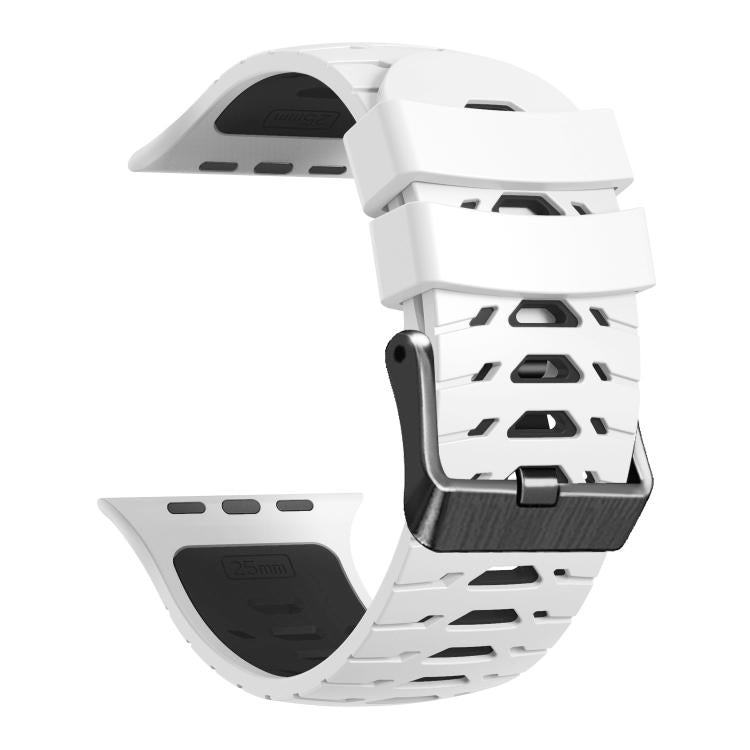 For Apple Watch 46mm / 49mm / 45mm / 44mm Trapezoid Two Color Silicone Watch Band