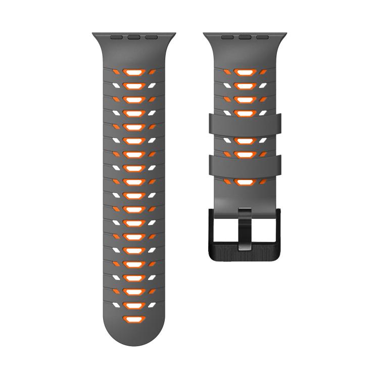 For Apple Watch 46mm / 49mm / 45mm / 44mm Trapezoid Two Color Silicone Watch Band
