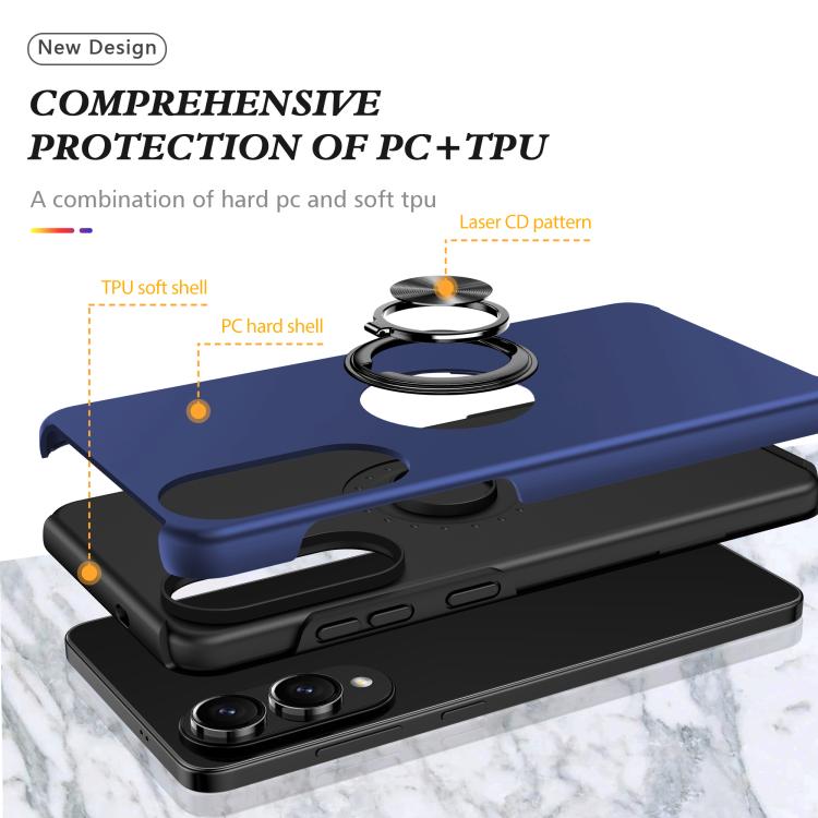 For Samsung Galaxy S25 Edge 5G PC + TPU Magnetic Phone Case with Invisible Ring Holder