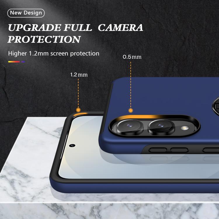 For Samsung Galaxy S25 Edge 5G PC + TPU Magnetic Phone Case with Invisible Ring Holder