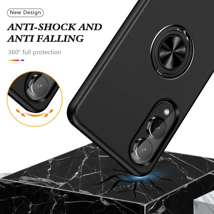 For Samsung Galaxy S25 Edge 5G PC + TPU Magnetic Phone Case with Invisible Ring Holder