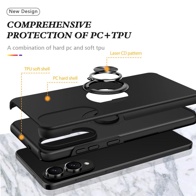For Samsung Galaxy S25 Edge 5G PC + TPU Magnetic Phone Case with Invisible Ring Holder