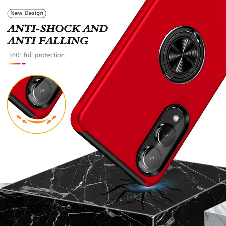 For Samsung Galaxy S25 Edge 5G PC + TPU Magnetic Phone Case with Invisible Ring Holder