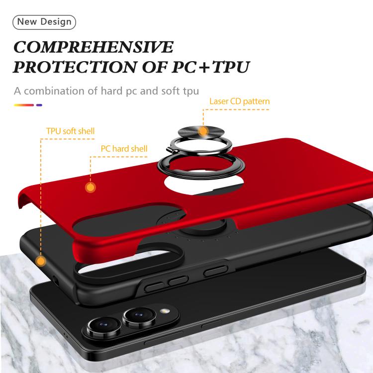 For Samsung Galaxy S25 Edge 5G PC + TPU Magnetic Phone Case with Invisible Ring Holder