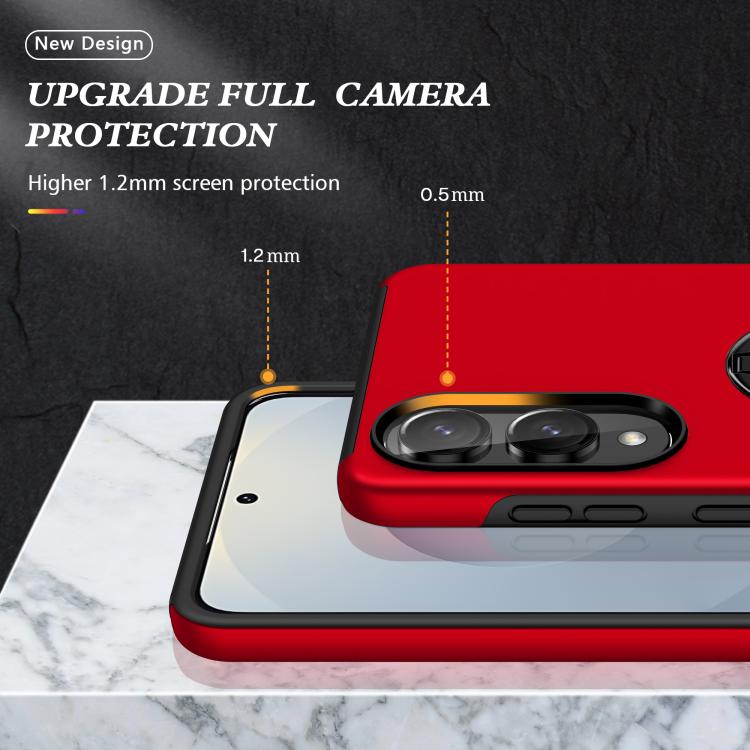 For Samsung Galaxy S25 Edge 5G PC + TPU Magnetic Phone Case with Invisible Ring Holder