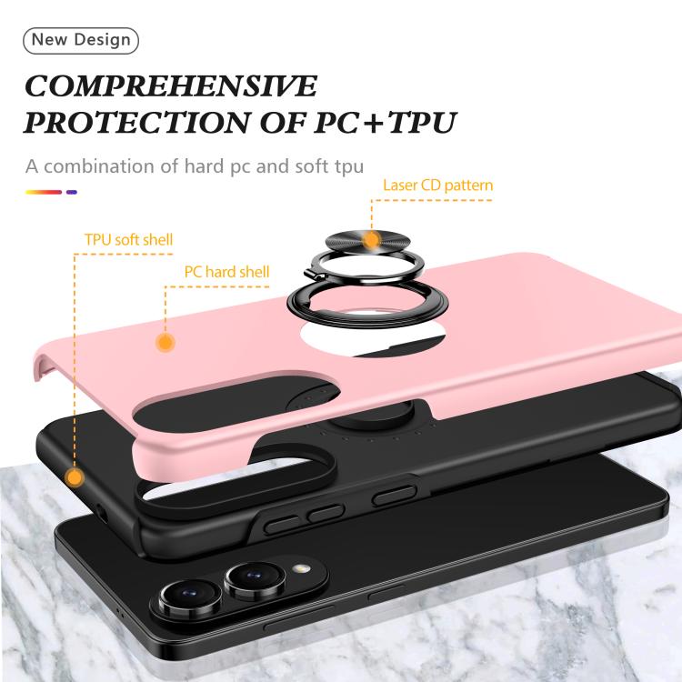 For Samsung Galaxy S25 Edge 5G PC + TPU Magnetic Phone Case with Invisible Ring Holder