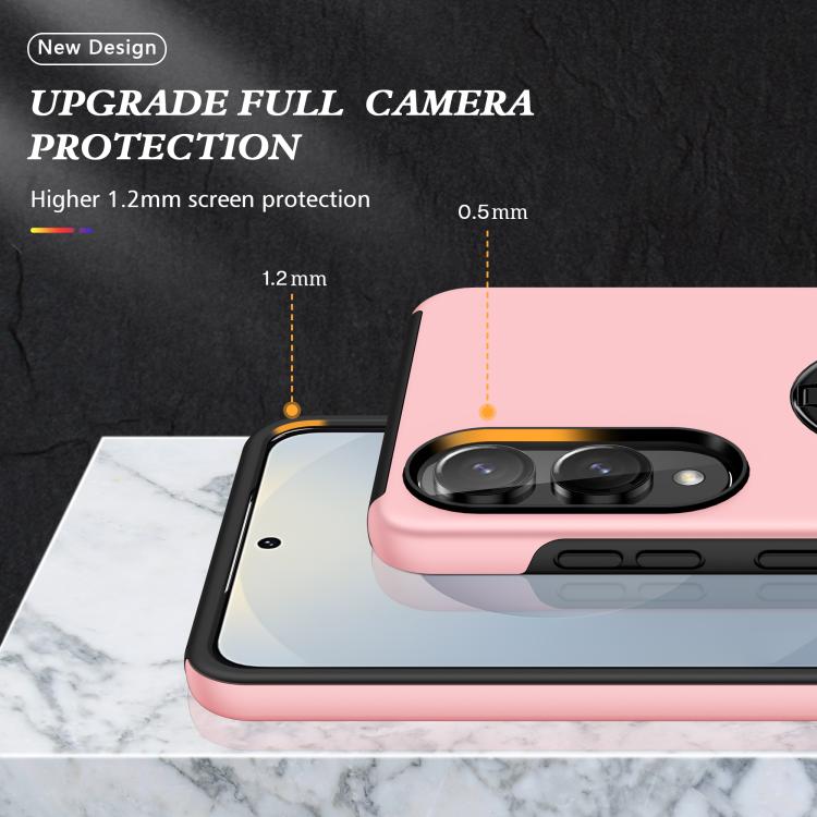 For Samsung Galaxy S25 Edge 5G PC + TPU Magnetic Phone Case with Invisible Ring Holder