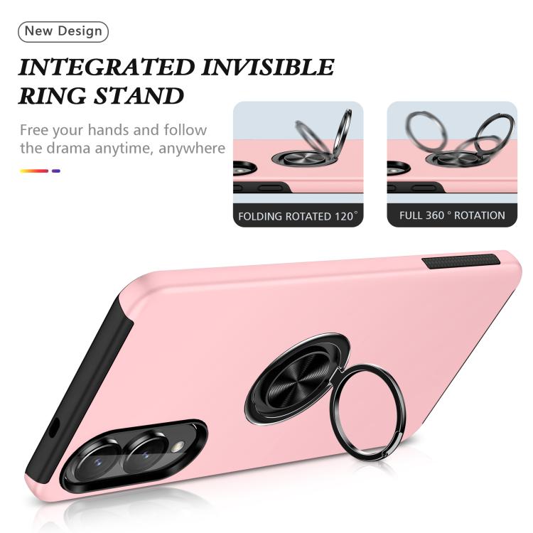 For Samsung Galaxy S25 Edge 5G PC + TPU Magnetic Phone Case with Invisible Ring Holder