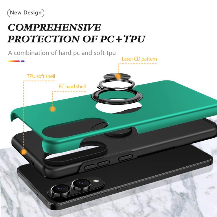 For Samsung Galaxy S25 Edge 5G PC + TPU Magnetic Phone Case with Invisible Ring Holder