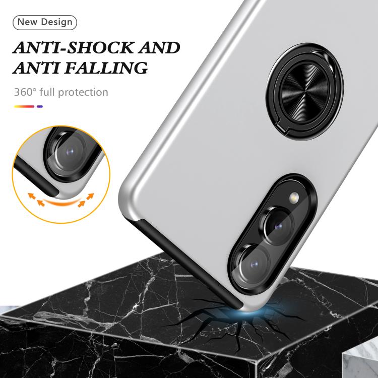 For Samsung Galaxy S25 Edge 5G PC + TPU Magnetic Phone Case with Invisible Ring Holder