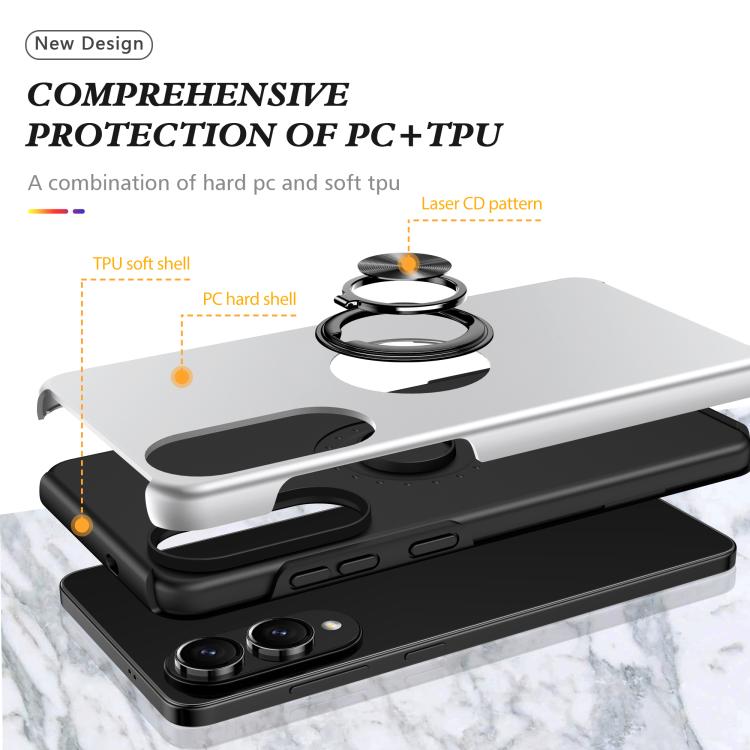 For Samsung Galaxy S25 Edge 5G PC + TPU Magnetic Phone Case with Invisible Ring Holder