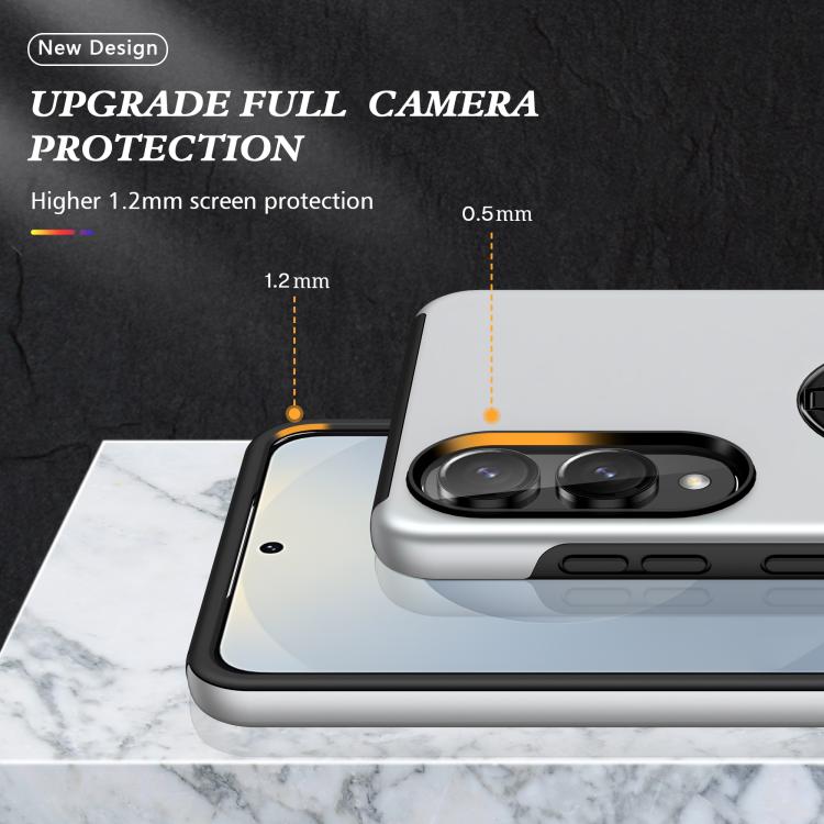 For Samsung Galaxy S25 Edge 5G PC + TPU Magnetic Phone Case with Invisible Ring Holder