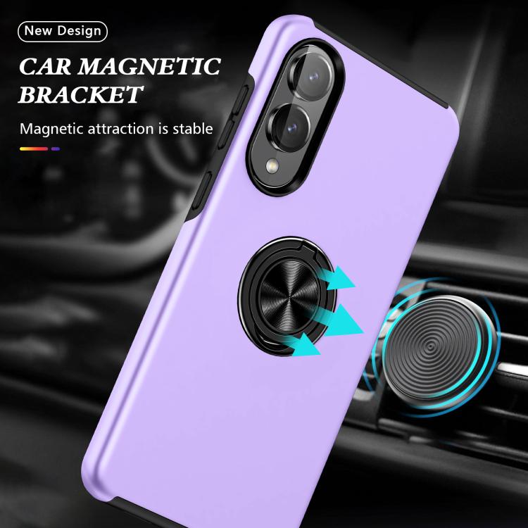 For Samsung Galaxy S25 Edge 5G PC + TPU Magnetic Phone Case with Invisible Ring Holder