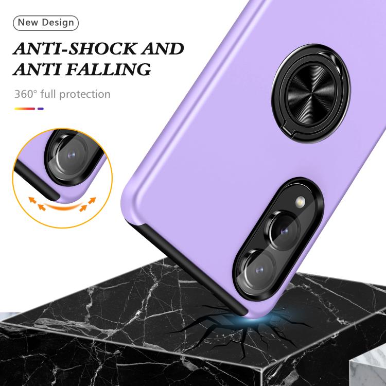 For Samsung Galaxy S25 Edge 5G PC + TPU Magnetic Phone Case with Invisible Ring Holder