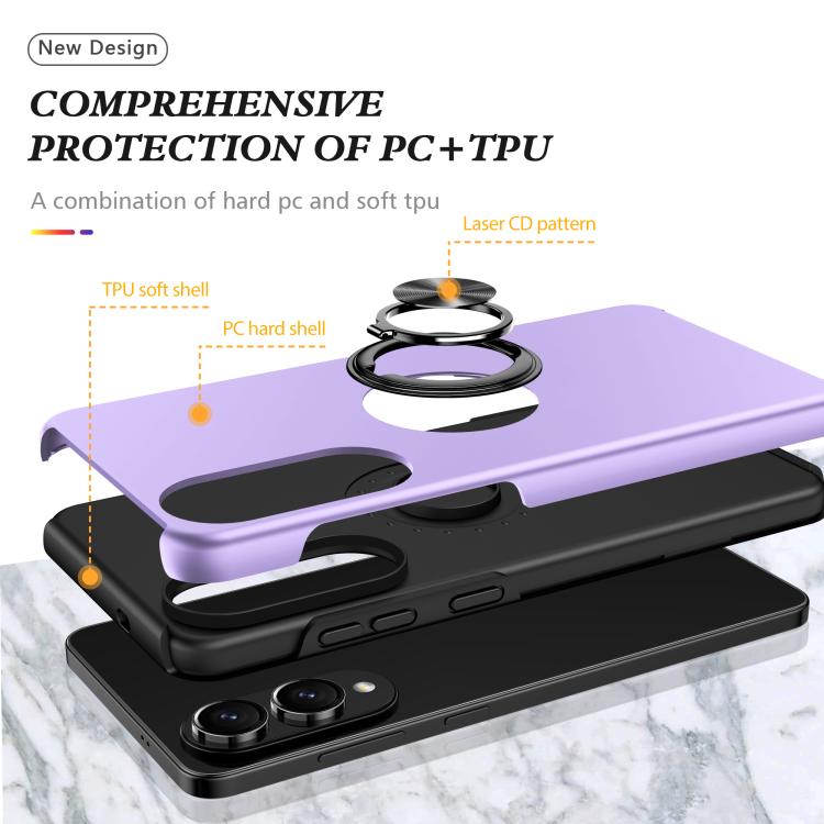For Samsung Galaxy S25 Edge 5G PC + TPU Magnetic Phone Case with Invisible Ring Holder