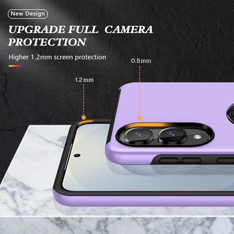 For Samsung Galaxy S25 Edge 5G PC + TPU Magnetic Phone Case with Invisible Ring Holder