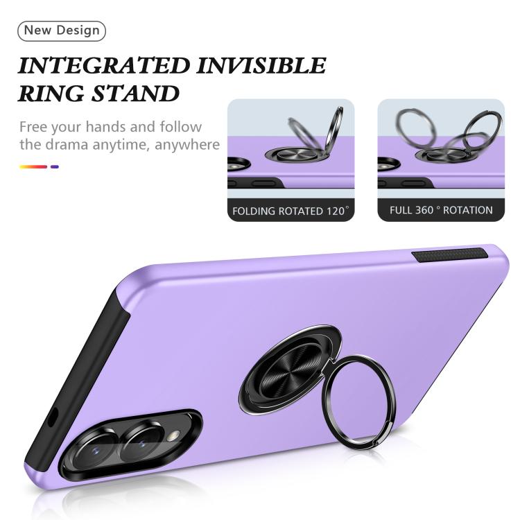 For Samsung Galaxy S25 Edge 5G PC + TPU Magnetic Phone Case with Invisible Ring Holder