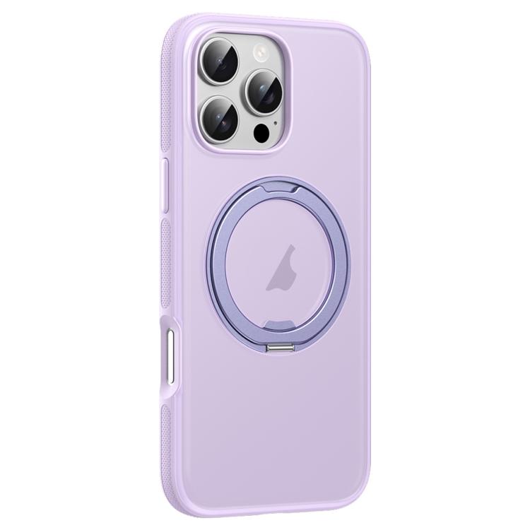 For iPhone 16 Pro Max Solid Color 360 Degree Rotating Holder MagSafe Magnetic Phone Case