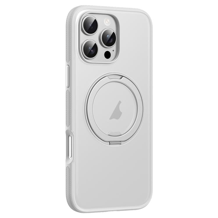 For iPhone 16 Pro Solid Color 360 Degree Rotating Holder MagSafe Magnetic Phone Case