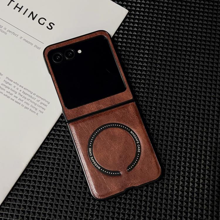For Motorola Razr 50 / 60 Crazy Horse Texture Magnetic Magsafe PU Phone Case