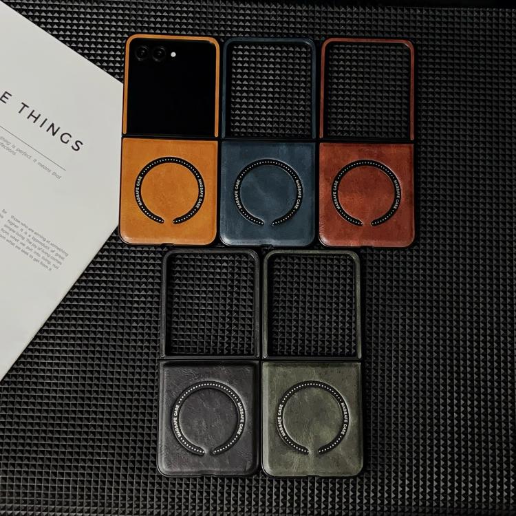 For Motorola Razr 50 Ultra Crazy Horse Texture Magnetic Magsafe PU Phone Case
