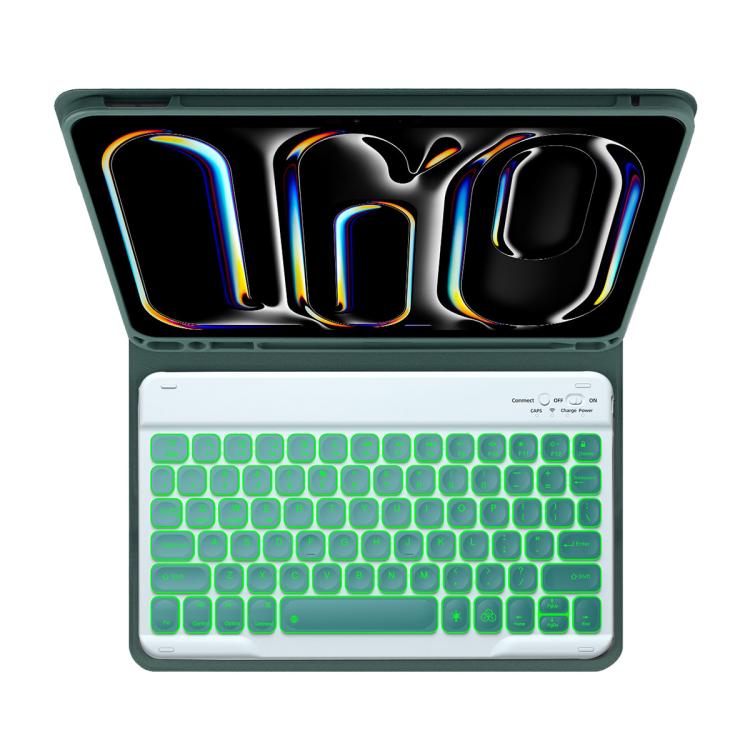 For iPad Air 11 2024 / Air 11 2025 Colorful Backlight Bluetooth Keyboard Leather Tablet Case