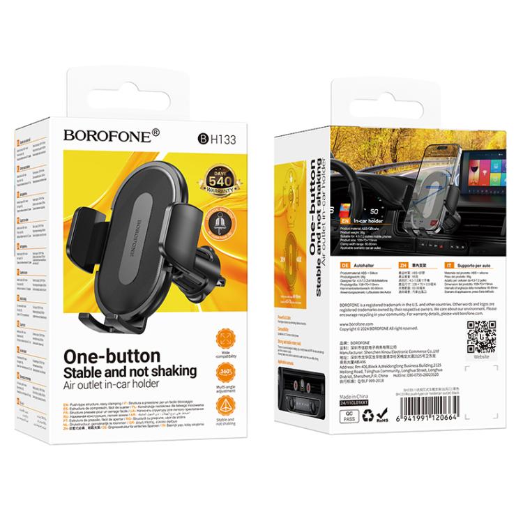 Borofone BH133 Rio Air Outlet Push-type Car Holder - Black