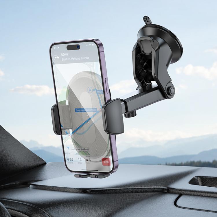 Borofone BH134 Rio Center Console Push-type Car Holder - Black