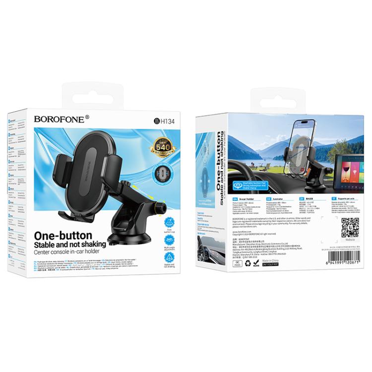 Borofone BH134 Rio Center Console Push-type Car Holder - Black