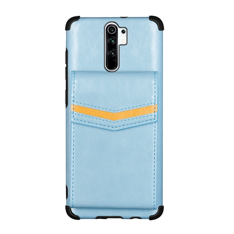 For Xiaomi Redmi 9 Flip Card Bag Copper Buckle TPU + PU Leather Back Cover Shockproof Case with Card Slots & Photo Frame