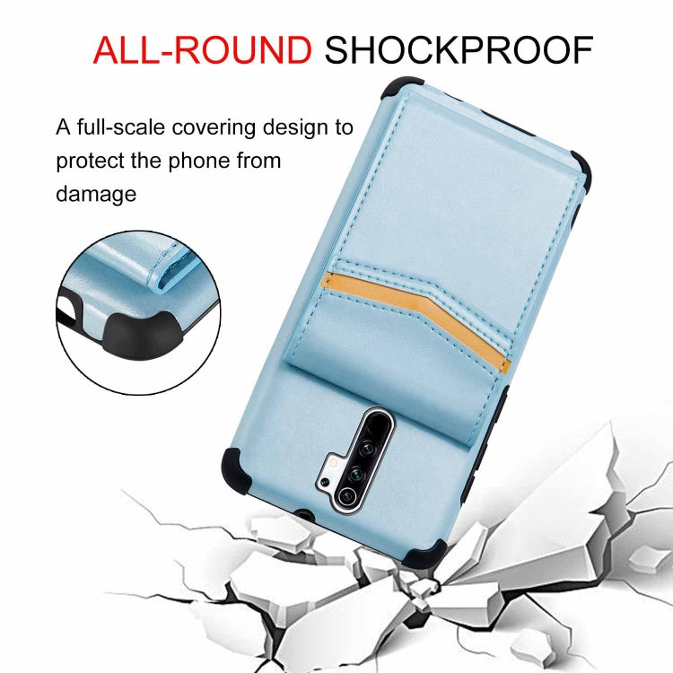For Xiaomi Redmi 9 Flip Card Bag Copper Buckle TPU + PU Leather Back Cover Shockproof Case with Card Slots & Photo Frame