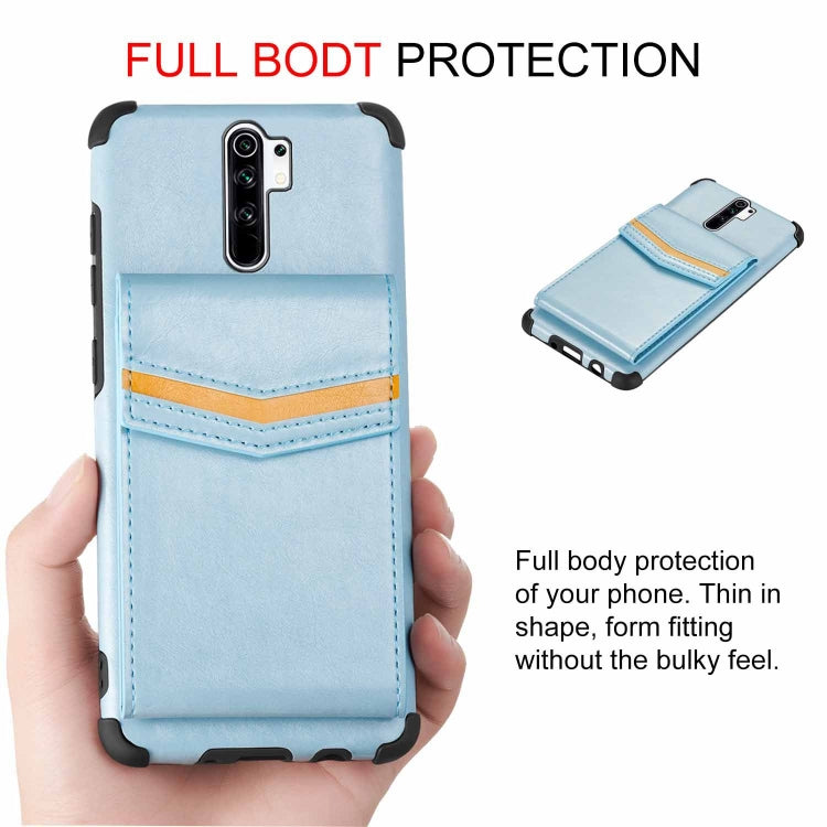 For Xiaomi Redmi 9 Flip Card Bag Copper Buckle TPU + PU Leather Back Cover Shockproof Case with Card Slots & Photo Frame