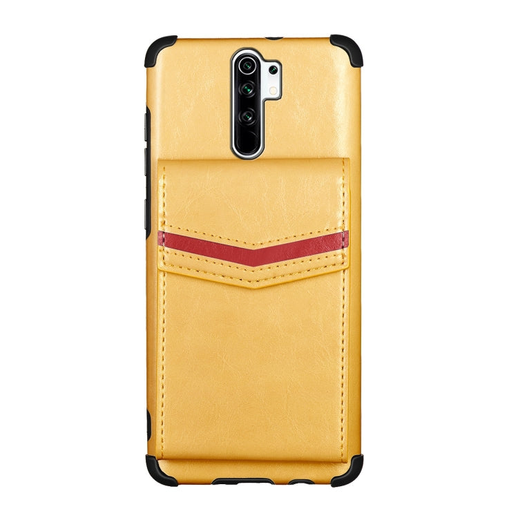 For Xiaomi Redmi 9 Flip Card Bag Copper Buckle TPU + PU Leather Back Cover Shockproof Case with Card Slots & Photo Frame