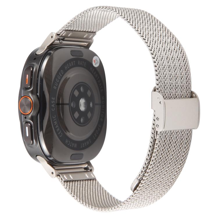 For Samsung Galaxy Watch Ultra 47mm / Ultra 2025 Integrated Buckle Embossed Milanese Metal Watch Band