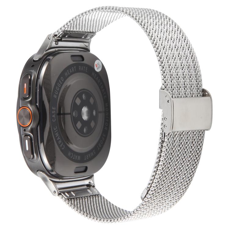 For Samsung Galaxy Watch Ultra 47mm / Ultra 2025 Integrated Buckle Embossed Milanese Metal Watch Band
